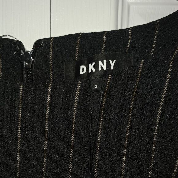 DKNY legant Black Striped Dress NEW - Picture 5 of 10